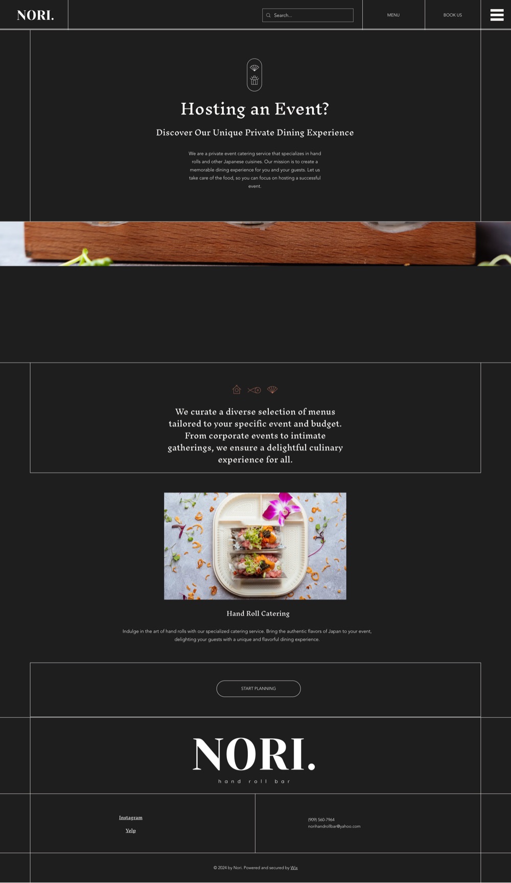Nori's old private-events page