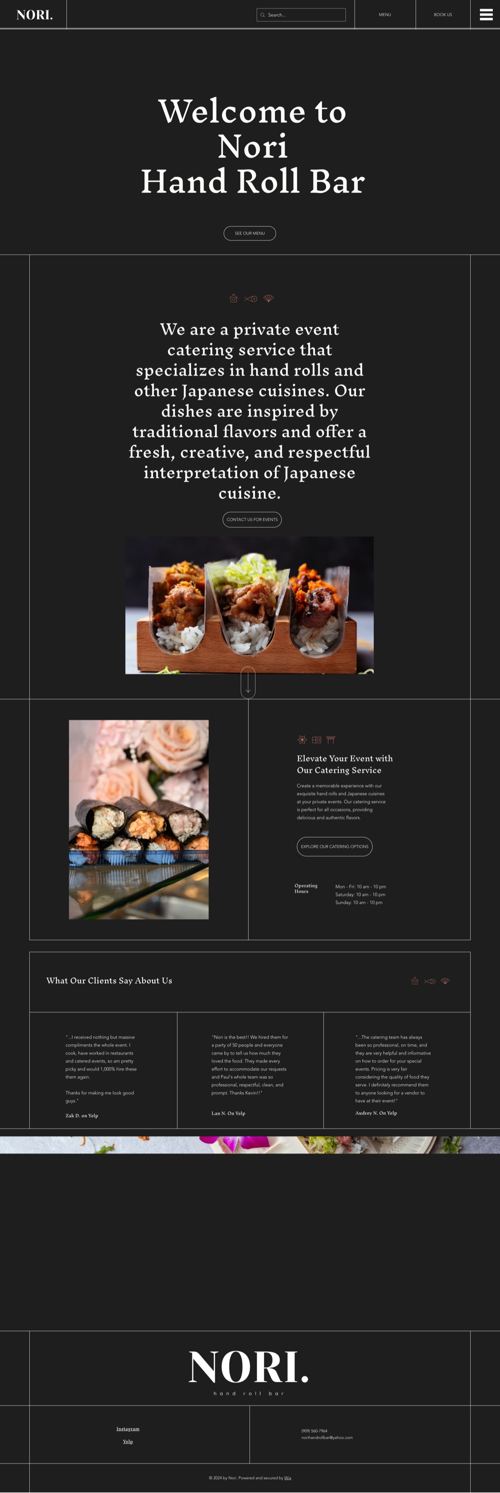 Nori's old Wix homepage