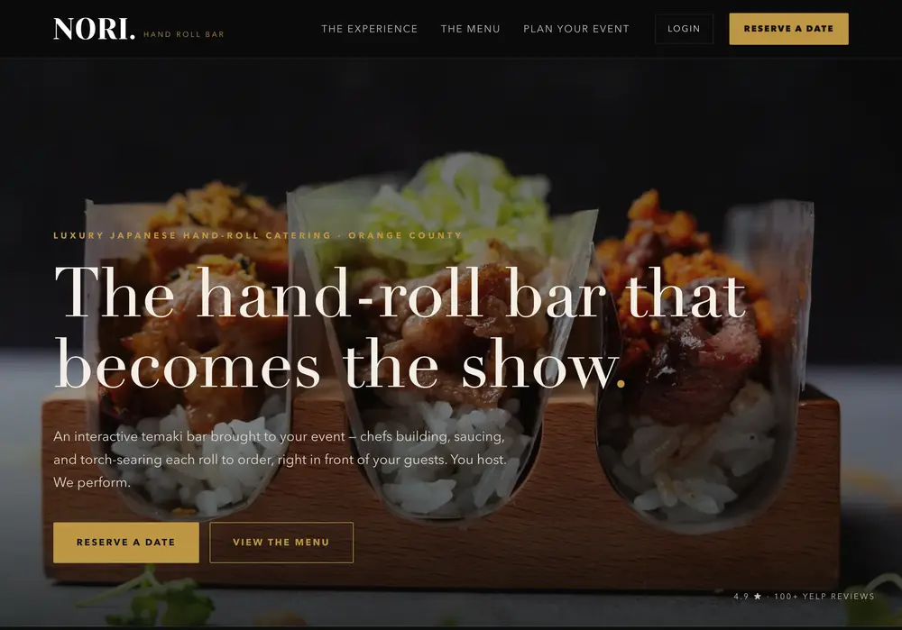 Nori Hand Roll Bar — a custom restaurant website by We Know Restaurants